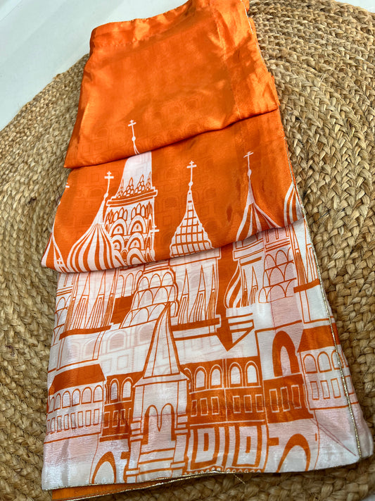 Orange Moscow Saree