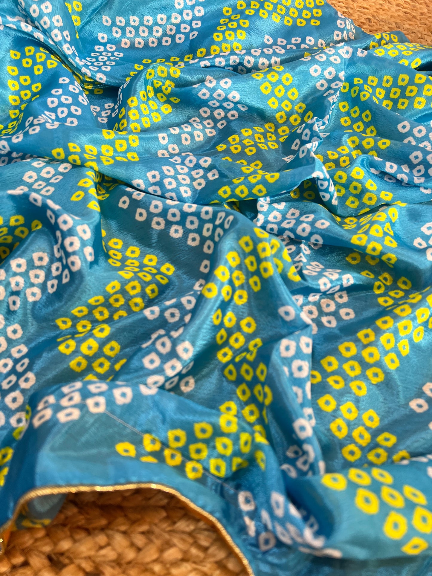 Beautiful Blue Bandhej Saree